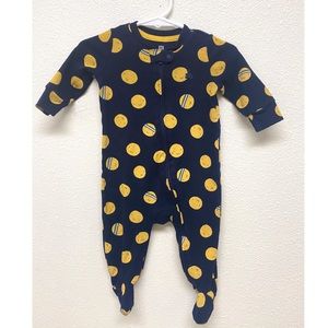 Baby Gap Blue Tennis Ball Footed Onesie 3-6months